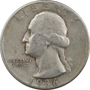 1936 Washington Silver Quarter VF Main Image