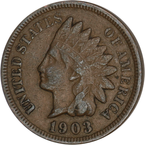 1903 Indian Head Cent, Variety 3, Bronze F Main Image