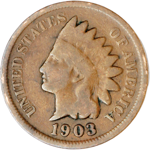 1903 Indian Head Cent, Variety 3, Bronze VF Main Image