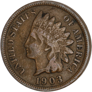1903 Indian Head Cent, Variety 3, Bronze F#2 Main Image