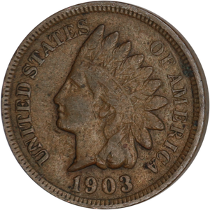 1903 Indian Head Cent, Variety 3, Bronze VF#2 Main Image