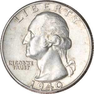 1940 Washington Silver Quarter XF Main Image