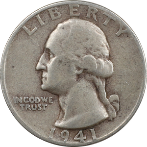 1941 Washington Silver Quarter VF Main Image