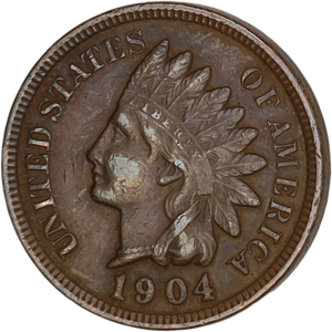 1904 Indian Head Cent, Variety 3, Bronze XF Main Image