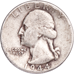 1944 Washington Silver Quarter VG Main Image