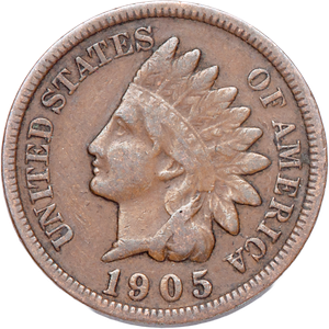 1905 Indian Head Cent, Variety 3, Bronze VG Main Image