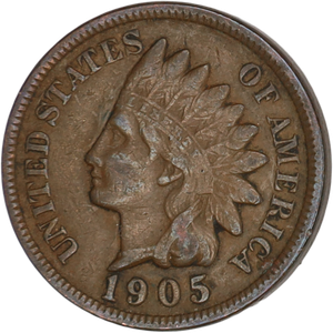 1905 Indian Head Cent, Variety 3, Bronze VF Main Image