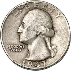 1947 Washington Silver Quarter CIRC Main Image