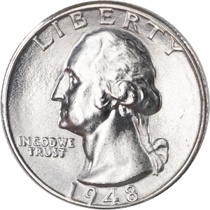 1948-D Washington Silver Quarter MS60 Main Image