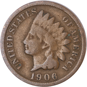 1906 Indian Head Cent, Variety 3, Bronze G Main Image