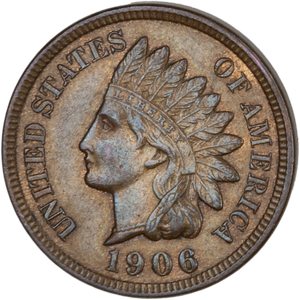 1906 Indian Head Cent, Variety 3, Bronze Main Image