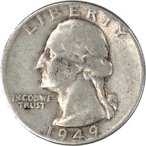 1949 Washington Silver Quarter VG Main Image