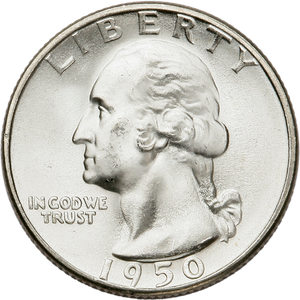 1950-S Washington Silver Quarter MS60 Main Image
