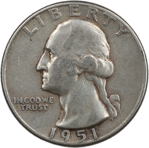 1951 Washington Silver Quarter VF Main Image