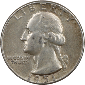 1951 Washington Silver Quarter AU50 Main Image