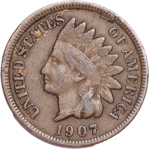 1907 Indian Head Cent, Variety 3, Bronze Main Image