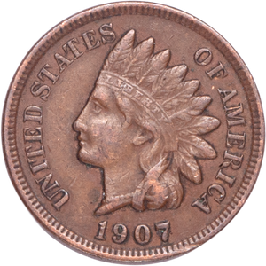 1907 Indian Head Cent, Variety 3, Bronze VF#2 Main Image