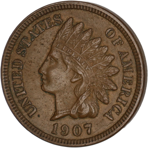 1907 Indian Head Cent, Variety 3, Bronze XF#2 Main Image