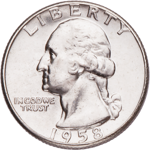 1958 Washington Silver Quarter MS60 Main Image