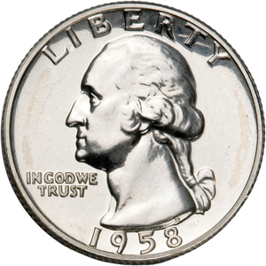 1958 Washington Silver Quarter PR63 Main Image