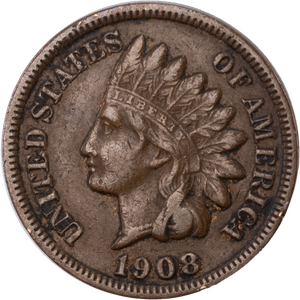 1908-S Indian Head Cent, Variety 3, Bronze VF#2 Main Image