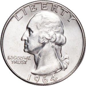 1964 Washington Silver Quarter, Uncirculated Main Image