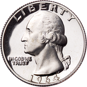 1964 Washington Silver Quarter, Choice Proof 63 Main Image