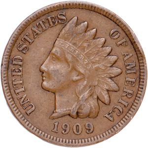 1909 Indian Head Cent, Variety 3, Bronze VF Main Image