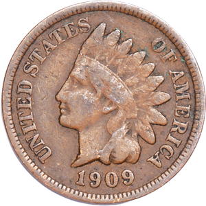 1909 Indian Head Cent, Variety 3, Bronze Main Image