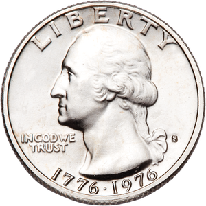 1976-S Washington Quarter Bicentennial Reverse Silver Clad MS60 Main Image