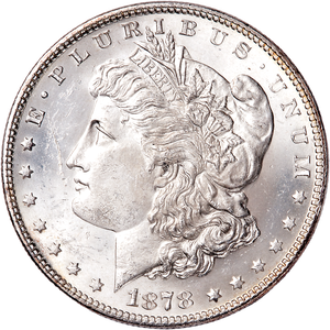 1878 Morgan Silver Dollar, 7 Feathers, 2nd Reverse MS60 Main Image