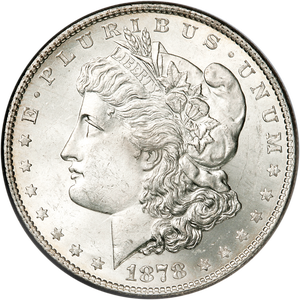 1878-CC Morgan Silver Dollar in Government Holder, Uncirculated, MS-60 Main Image