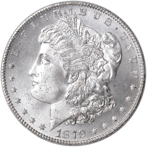 1879-S Morgan Silver Dollar, 3rd Reverse, PCGS Certified, Gem
