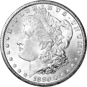 1880-CC Morgan Silver Dollar, 3rd Reverse, Uncirculated, MS60 Main Image