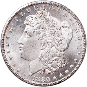 1880-CC Morgan Silver Dollar, 3rd Reverse MS63 Main Image
