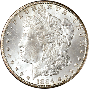 1884-CC Morgan Silver Dollar, Uncirculated, MS60 Main Image