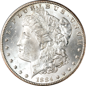 1884-CC Morgan Silver Dollar, Uncirculated, MS60 Main Image