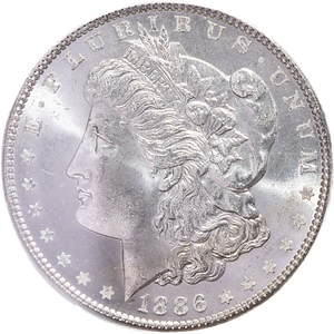 1886 Morgan Silver Dollar, PCGS Certified, Gem Uncirculated, MS65 Main Image