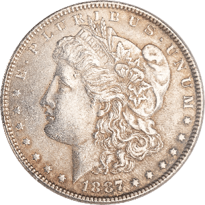 1887 Morgan Silver Dollar, About Uncirculted, AU-50 | Littleton
