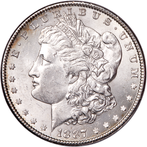 1887 Morgan Silver Dollar, About Uncirculated, AU-55 Main Image