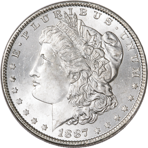 1887 Morgan Silver Dollar, Uncirculated, MS-60 Main Image