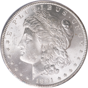 1891-S Morgan Silver Dollar, PCGS Certified, Choice Uncirculated, MS63 Main Image