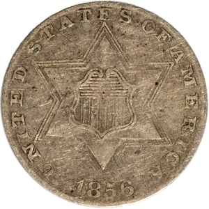 1856 Silver Three-Cent Piece, Variety 2 Main Image