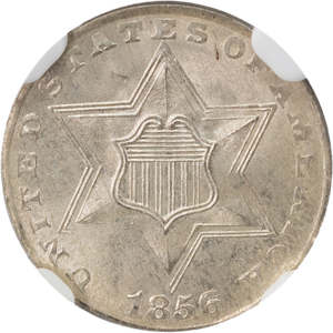 1856 Silver Three-Cent Piece, Variety 2 Main Image