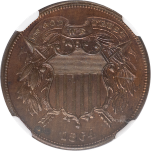 1864 Two Cent Piece Small Motto NGC UN-D Main Image