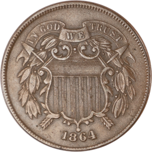 1864 Two Cent Piece Large Motto     XF-D Main Image
