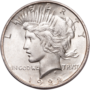 1922 Peace Dollar MS60 Main Image