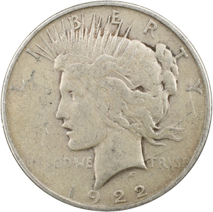 1922-D Peace Silver Dollar, Low Relief Main Image