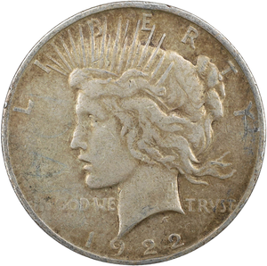 1922-D Peace Silver Dollar, Low Relief Main Image