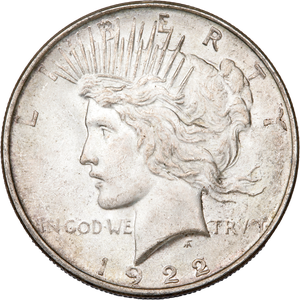 1922-D Peace Silver Dollar, Low Relief Main Image